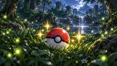 Pokébola cercada de brilhos que representam um encontro raro